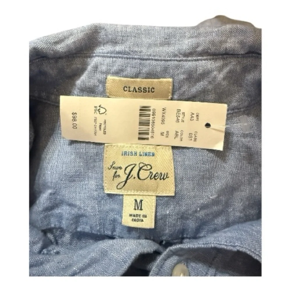 J.Crew Men’s Irish Linen Short Sleeve Button-Down Shirt – Size M